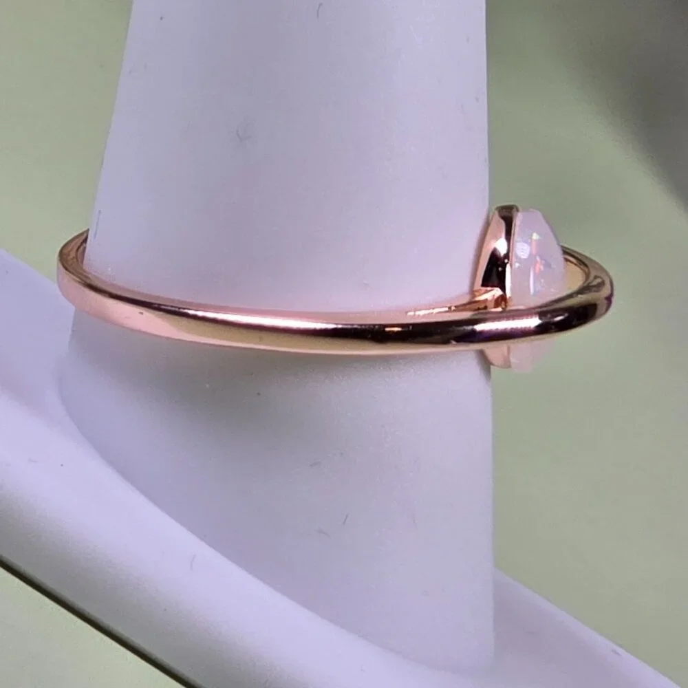Rose Golden Plated‎ Adjustable Ring With Synthetic Opal Size 10 (NWOT)